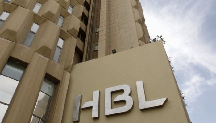 HBL logo seen on the head office building in Karachi, Pakistan. April 18, 2016. — Reuters