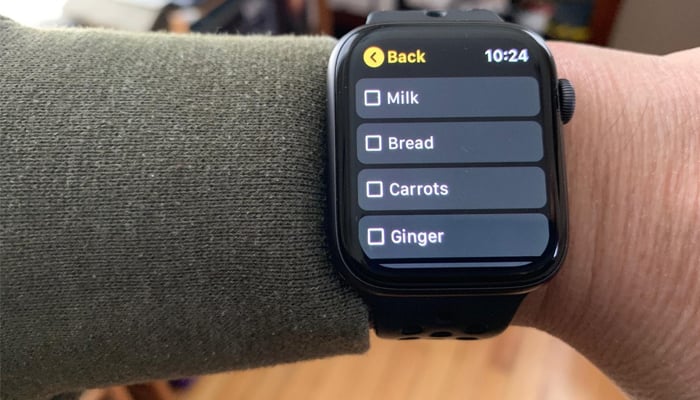 An undated image of Google Keep app on Apple Watch. — Getty Images