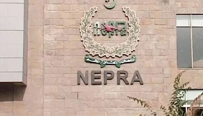 An undated image of National Electric Power Regulatory Authority (Nepra) sign on a building. — APP