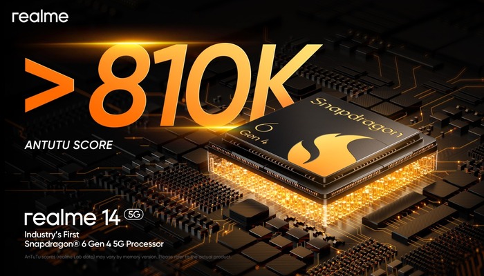 An undated image of realme 14 series 5Gs Snapdragon 6 Gen 4 chip poster. — Supplied