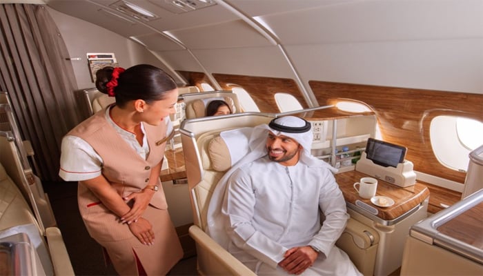 An undated image showing traveler asking something from air hostess. — Supplied