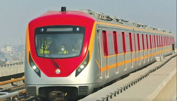 An undated image of Orange Line Metro Train. — Punjab Masstransit Authority