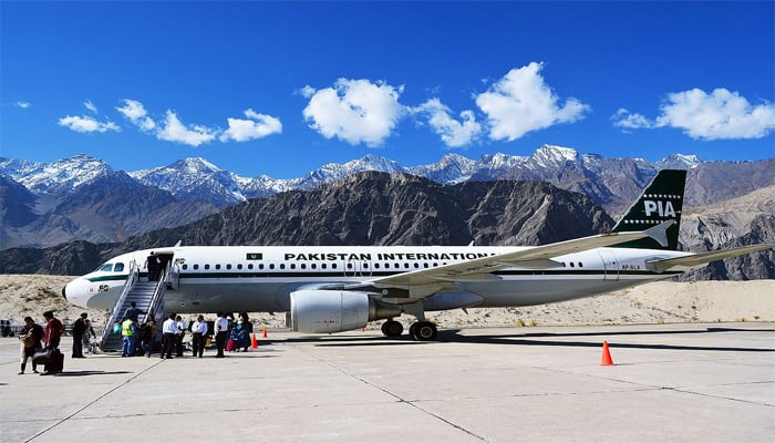 An undated image of PIA plane at Skardu aiport