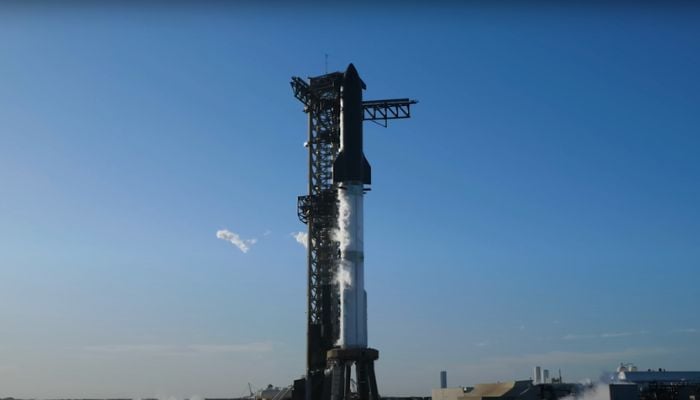 An undated image of a rocket launch. — SpaceX