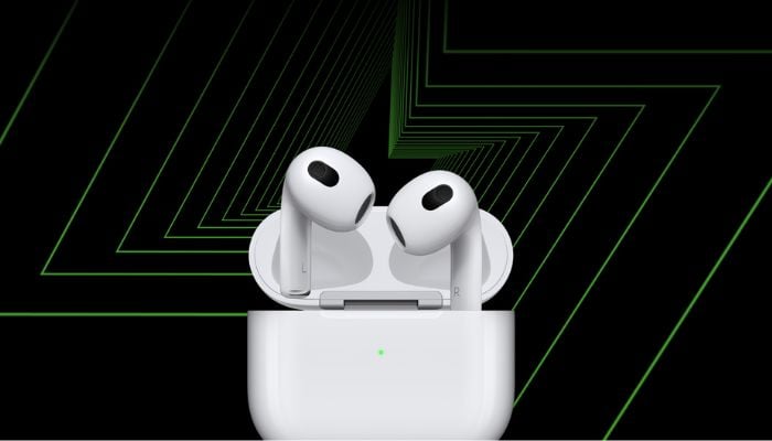 An undated image of an Apple AirPods. — Apple