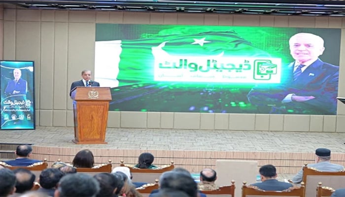 PM Shehbaz Sharif addresses launching ceremony of Digital Wallets by BISP. — X/GovtofPakistan