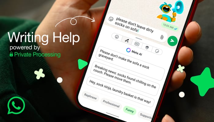 An undated image showing Writing Help feature. — WhatsApp