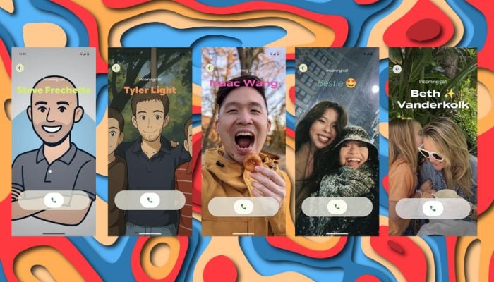 An undated image of people using Googles Calling Card feature. — Google Blog/Canva