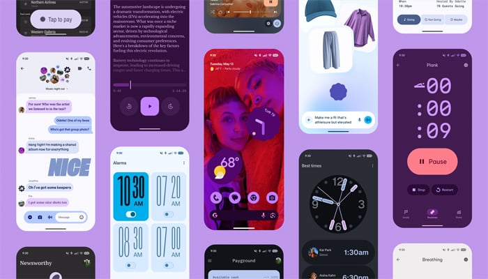 An undated image of displaying Material 3 Expressive and other features. — Google