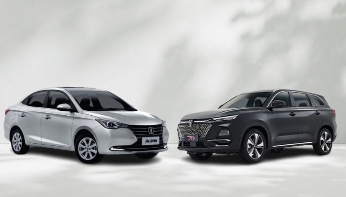 An undated image of Changan Alsvin (left) and Oshan X7 (right). — Changan Pakistan/Canva
