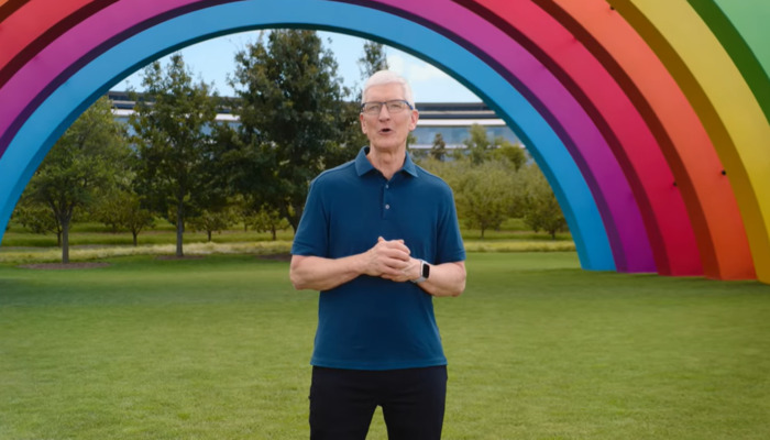 The image shows Apple CEO Tim Cook speaking at Its Glowtime event on September 9. — Screengrab via YouTube Apple channel