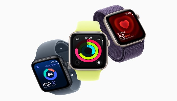 A screenshot taken from Apples Awe Dropping Event live stream on September 9, 2025 showing Apple Watch SE. — Apple/YouTube
