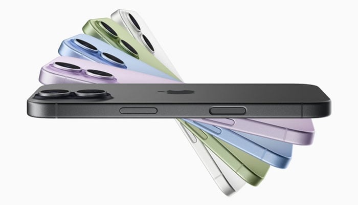 An image of Apple iPhone 17, available in five colors — black, lavender, mist blue, sage, and white — launched at it Awe Dropping Event held on September 9, 2025 in California. — Apple