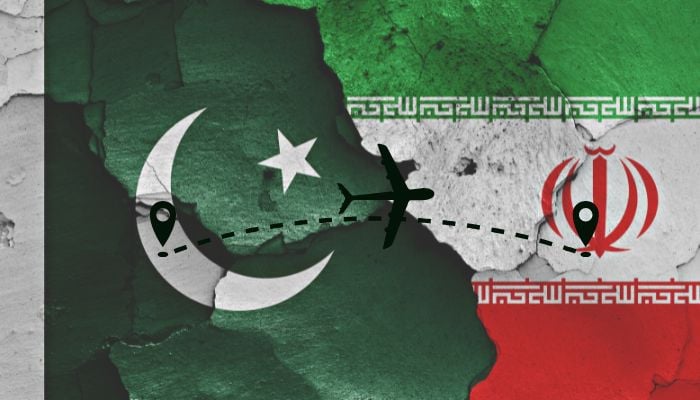 An undated image of Pakistan and Iran flag. — Canva
